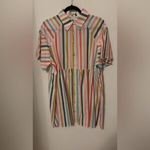 Aura size large new Striped Multicolor Dress